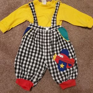 Vintage two-piece gingham pant with suspenders